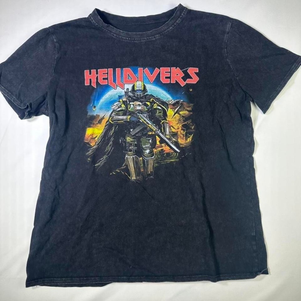 Helldivers T-Shirt Men's Black Graphic Tee Sci-Fi Gaming Military XL